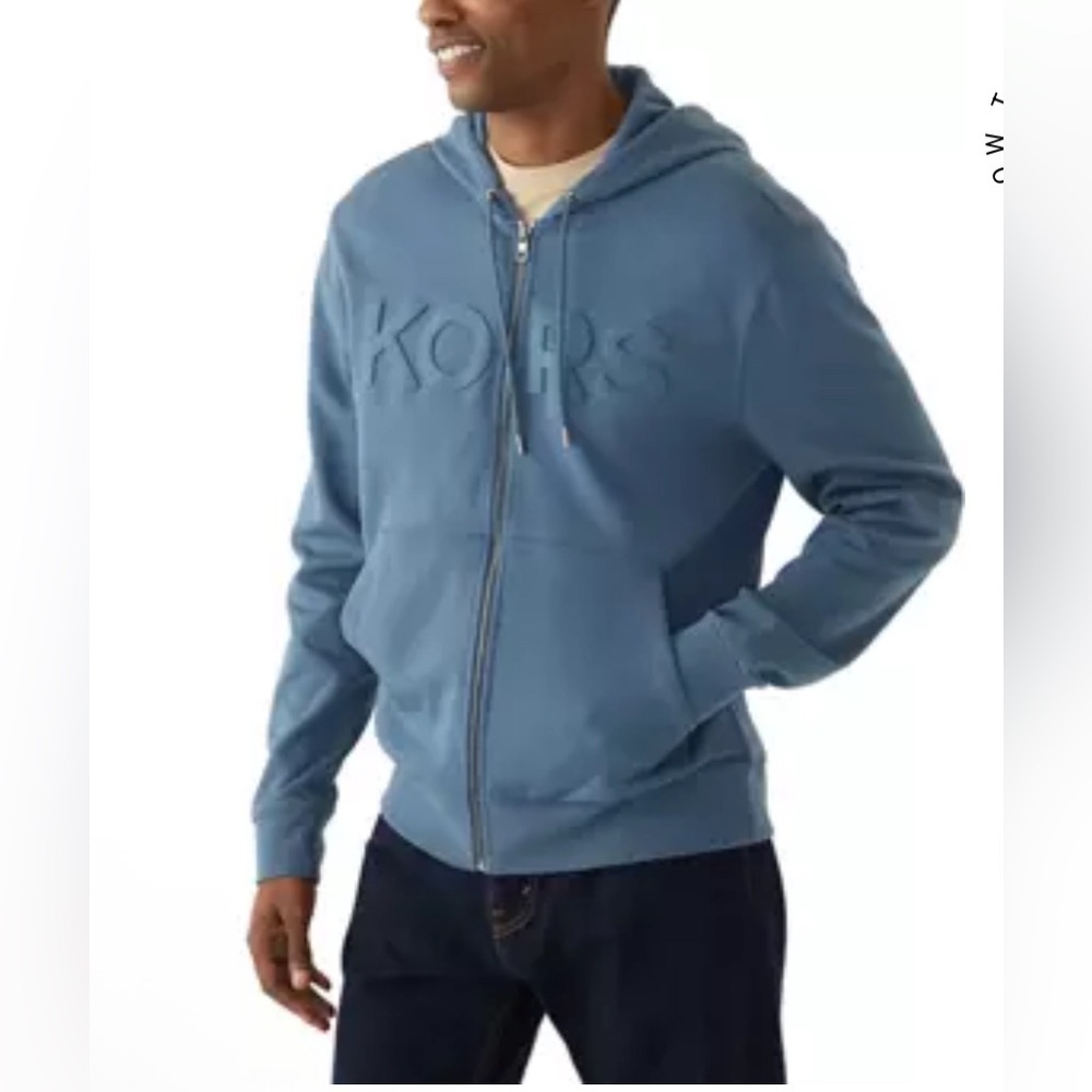 Michael Kors Men's Zip-Up Blue Sweater